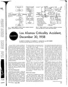 thumbnail of Los Alamos Criticality Accident, December 30, 1958.” Nucleonics, 17(4), pp. 107-108, 151 (1959)
