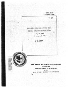 thumbnail of ORNL-2452 “Radiation Excursions at the ORNL Critical Experiments Laboratory. I. May 26, 1954. II. February 1, 1956